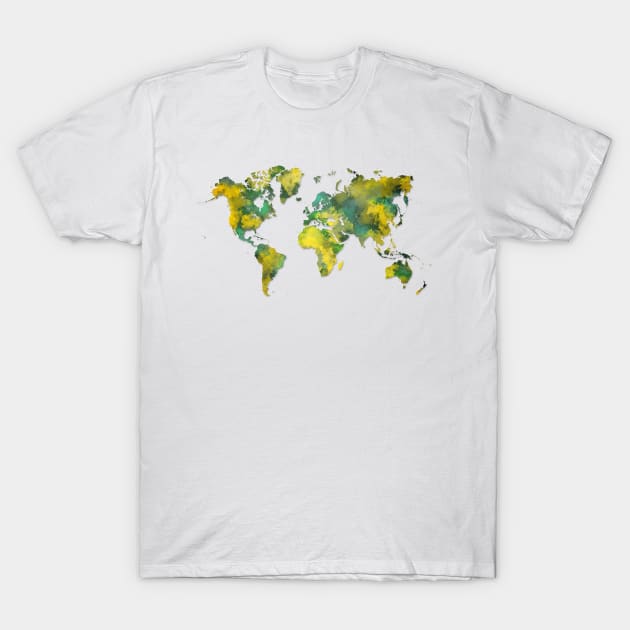 world map green yellow T-Shirt by JBJart